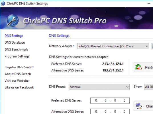 ChrisPC DNS Switch Pro Screenshot 1