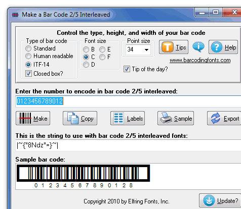 Bar Code 2 of 5 Interleaved Screenshot 1