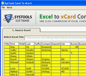 Excel to vCard Screenshot 1