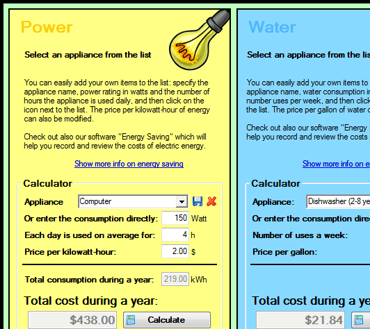 Energy Costs Calculator Screenshot 1