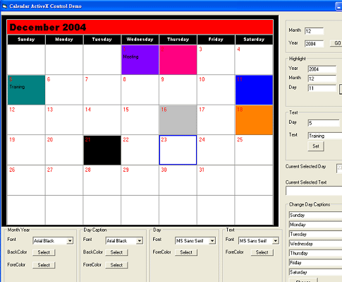 VISCOM Calendar ActiveX Control SDK Screenshot 1