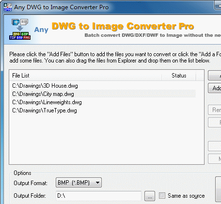 DWG to JPG Converter Pro 2011.4 Screenshot 1