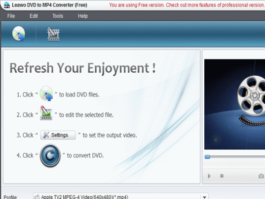 Leawo Free DVD to MP4 Converter Screenshot 1