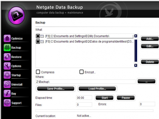 NETGATE Data Backup Screenshot 1