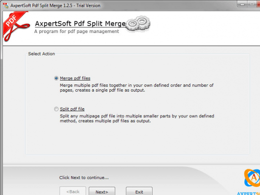 AxpertSoft Pdf Split Merge Tool Screenshot 1