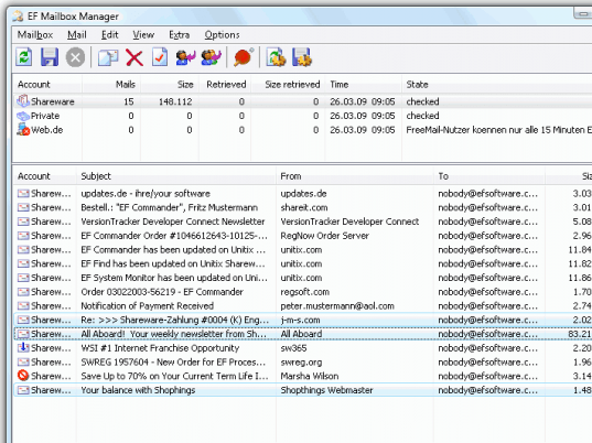 EF Mailbox Manager Screenshot 1