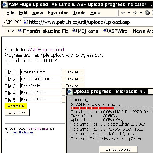ASP pure file upload with progress bar Screenshot 1