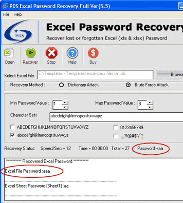 Excel Password Recovery Screenshot 1