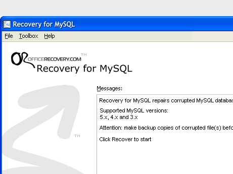 MySQLRecovery Screenshot 1