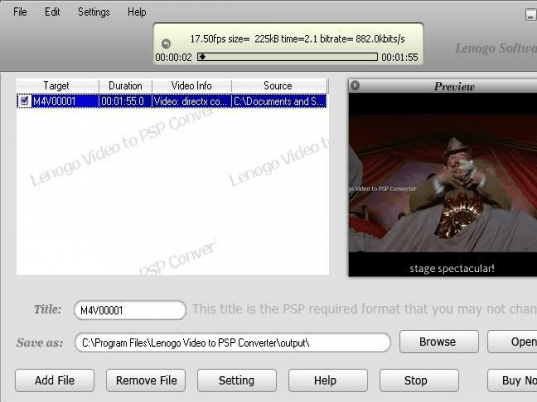 Lenogo Video to PSP Converter Screenshot 1