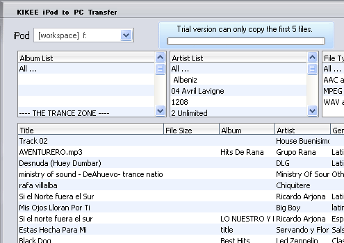 KIKEE iPod to PC Transfer Screenshot 1