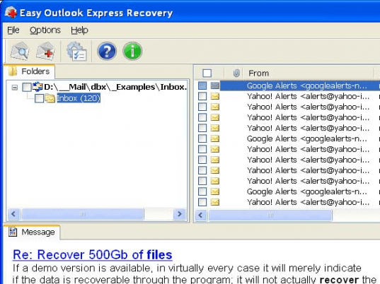 Easy Outlook Express Recovery Screenshot 1
