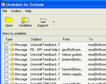 Undelete for Outlook Screenshot 1