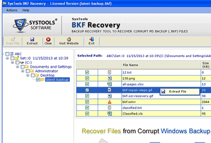 Corrupt BKF Recovery Software Screenshot 1