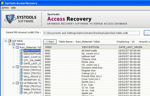 Microsoft Access Repair Database Screenshot 1