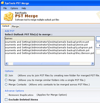 MS Outlook PST Combine Screenshot 1