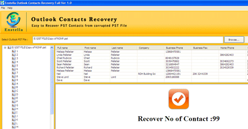 PST Contacts Recovery Screenshot 1