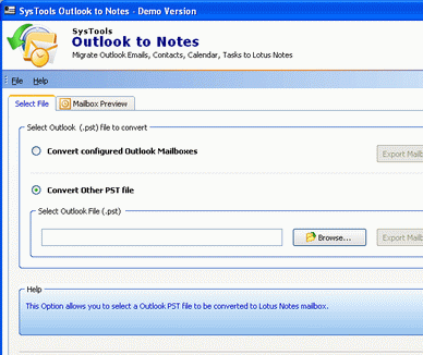 Exporting Outlook to Lotus Notes Screenshot 1
