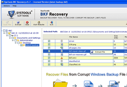 Repair Crashed BKF File Screenshot 1