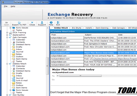 EDB Data Recovery Software Screenshot 1