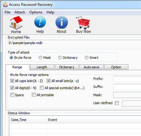 Pakeysoft Access Password Recovery Screenshot 1