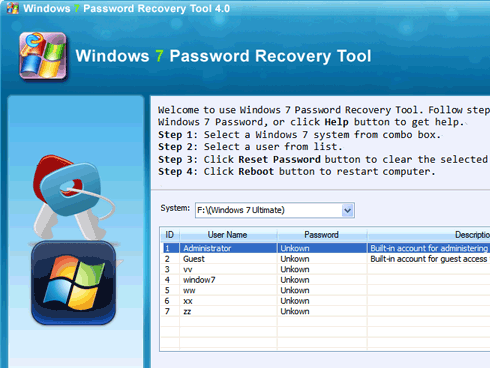 Windows 7 Password Recovery - Fast Way Screenshot 1
