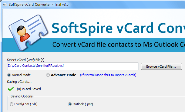 Import vCard Files to Outlook Contacts Screenshot 1