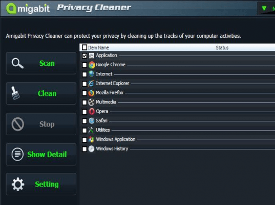 Amigabit Privacy Cleaner Screenshot 1