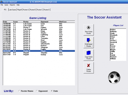 Soccer Roster Organizer Screenshot 1