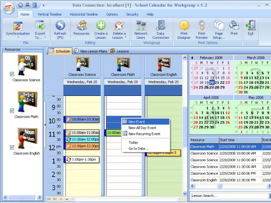 School Calendar for Workgroup Screenshot 1