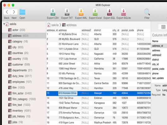 MDB Explorer - MDB tool to read, view and export Microsoft Access files on Mac Screenshot 1