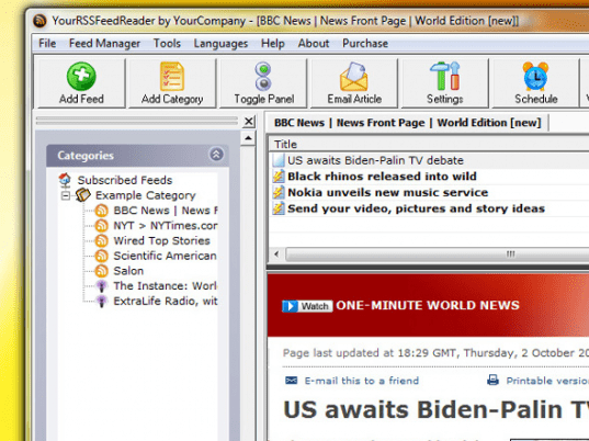 Private Label RSS Feed Reader Screenshot 1