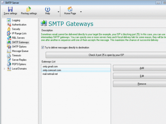 Local SMTP Relay Server Screenshot 1