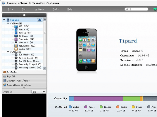 Tipard iPhone 4 Transfer Platinum Screenshot 1