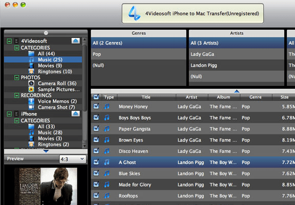 4Videosoft iPhone to Mac Transfer Screenshot 1