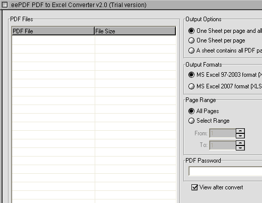 eePDF PDF to Excel Converter Screenshot 1