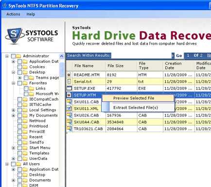 Registry Data Recovered Screenshot 1