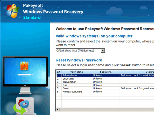 Bypass Windows Vista Password Screenshot 1