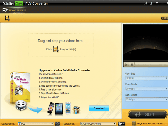 Xinfire Free FLV Converter Screenshot 1
