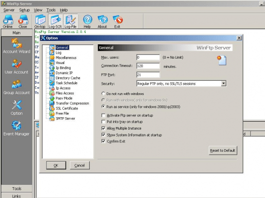 WinFtp Server Screenshot 1