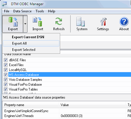 DTM ODBC Manager Screenshot 1