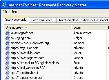 Internet Explorer Password Recovery Master Screenshot 1