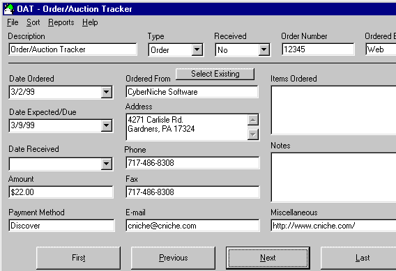 Order-Auction Tracker Screenshot 1