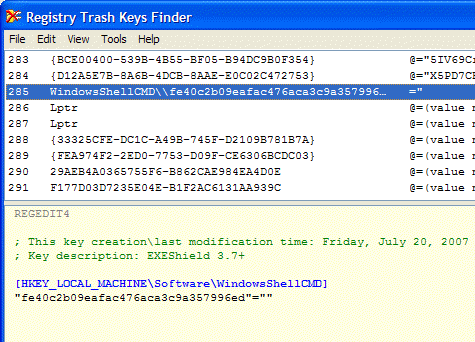 Registry Trash Keys Finder Screenshot 1