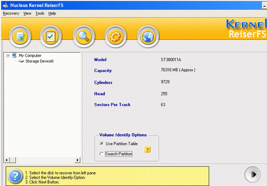 Kernel ReiserFS - Data Recovery Software Screenshot 1