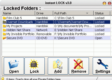 Instant LOCK: free download Folder LOCK Screenshot 1