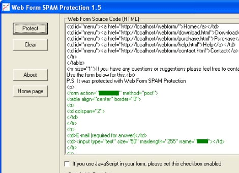 es Web Form SPAM Protection Screenshot 1