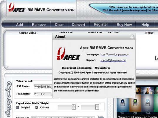 Apex RM RMVB Converter Screenshot 1