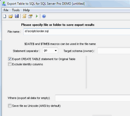 Export Table to SQL for SQL server Screenshot 1