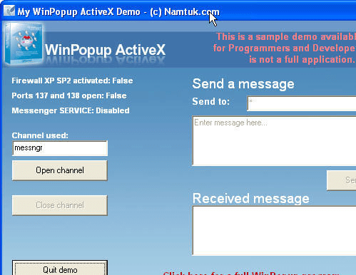 WinPopup ActiveX Screenshot 1